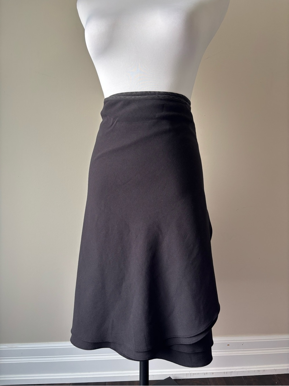 Women’s Handmade Black A-Line Wrap Midi Skirt